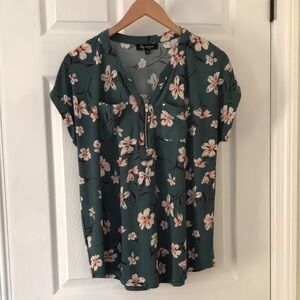 Chic Green and White floral Blouse with Elegant Design